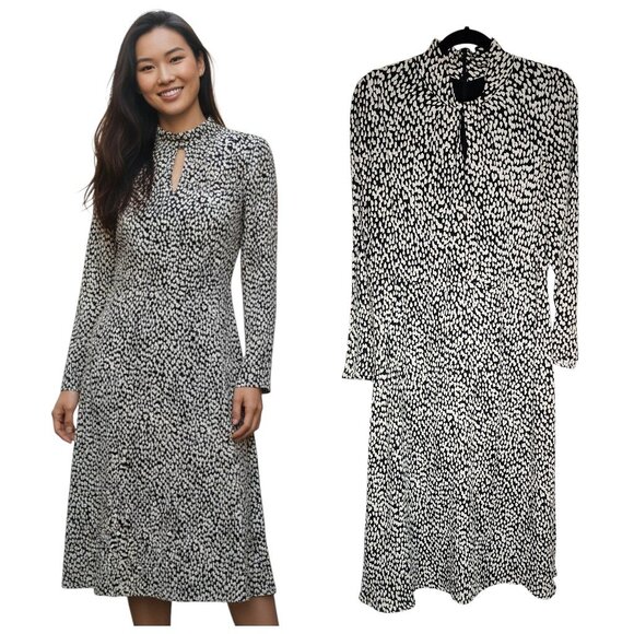 Judith & Charles Dresses & Skirts - Judith & Charles Rimini Mock Neck Keyhole Midi Dress Black White Size 8